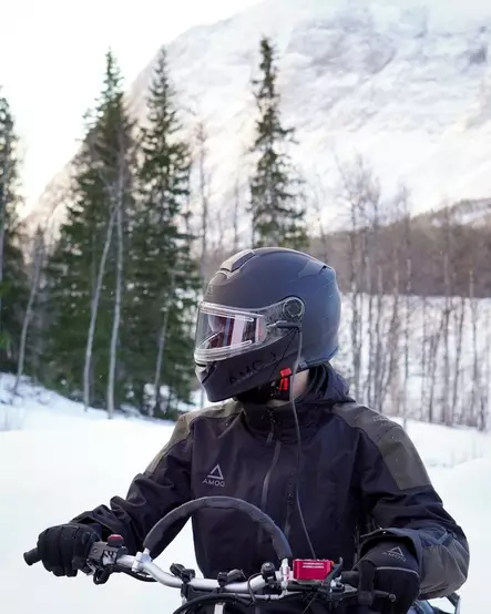 AMOQ Protean Åbne Sneskovlhjelm med elektrisk visir, sort - Snescooterhjelme - 645-23160200 - 2