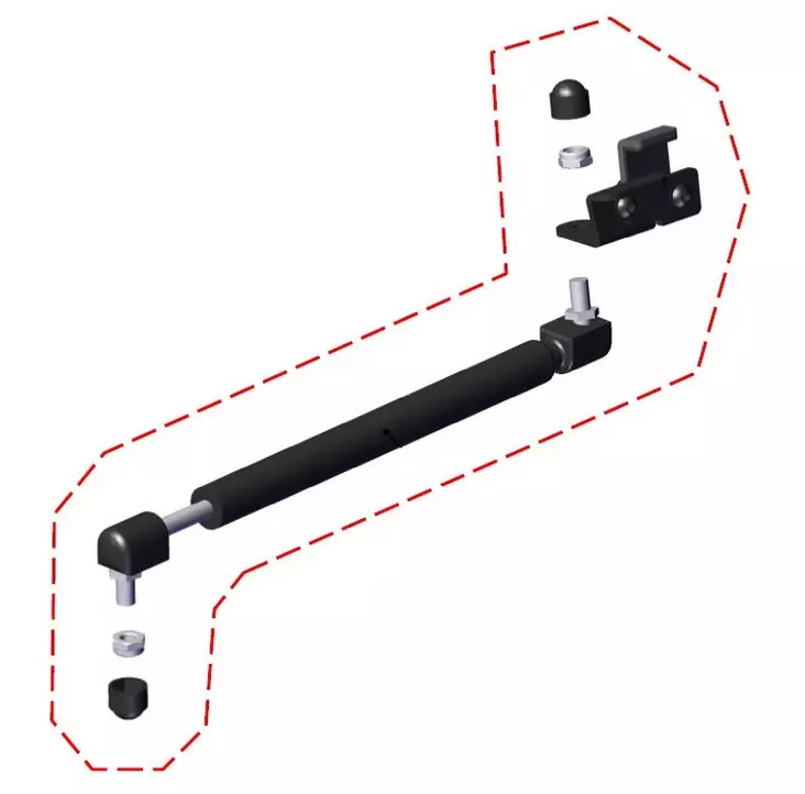 DFK Ovn Gas Cylinder komplet Venstre Can-Am Traxter - DFK varmede kabine reservedele - 723-52S03U05-40M01 - 1
