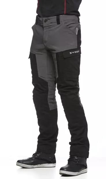 Sweep Chief aramid forstærket kørebukser, sort/grå - Herrer MC-bukser - TTCHIF-022 - 1