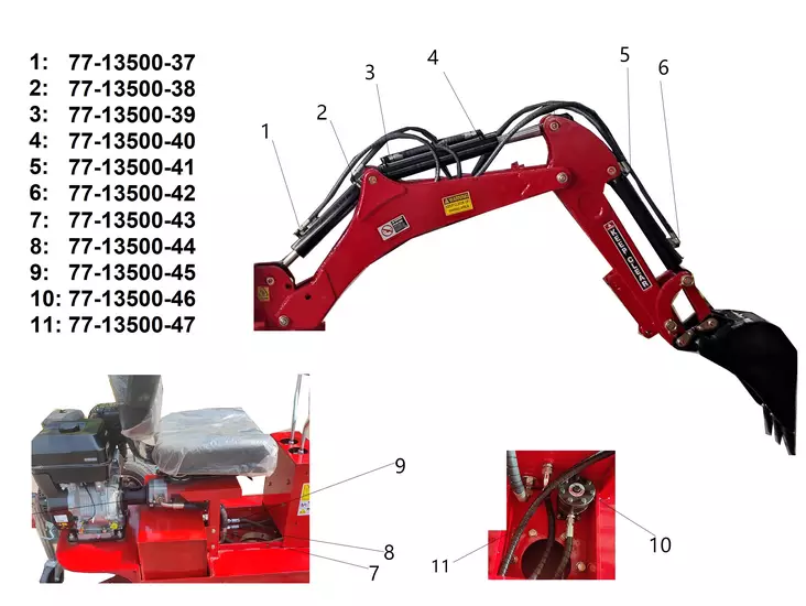 Bronco Hydraulikslange Frontskovl - Reservedele til maskiner - 77-13500-42 - 0