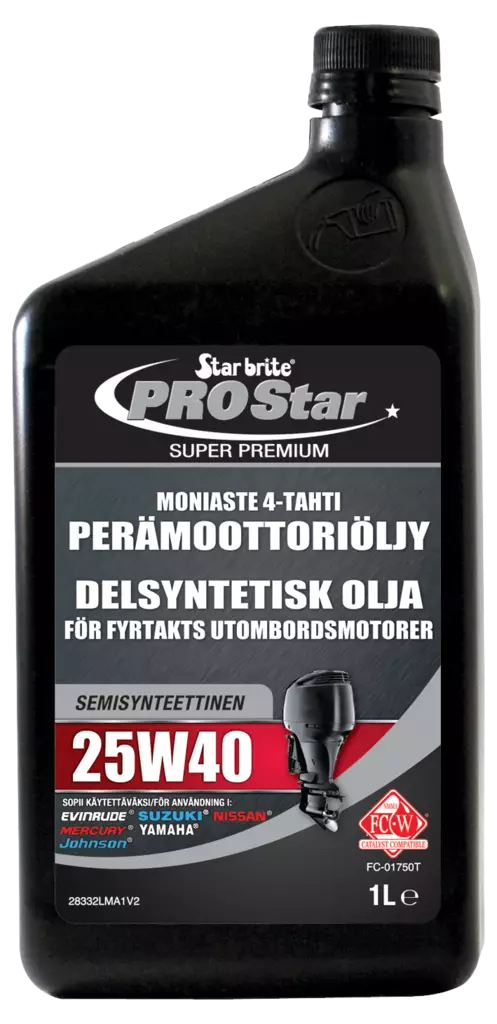 Star brite Multigrade 4-takts 25W40 påhængsmotorolie syntetisk 1 L - Bådsvedligeholdsprodukter - 136-28332 - 1