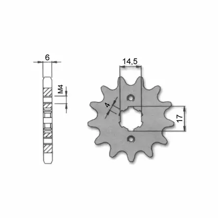 Forte Forhjul, 11 tænder (420), Derbi Senda 00- / Aprilia 06- / Gilera 03- - Forhjul til scooter - 27-70374 - 1