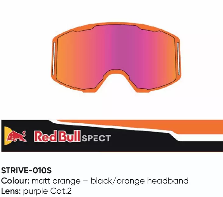 Spect Red Bull Strive MX Briller Enkelt Linse Sort/Orange Lilla - Kørebriller linser - 674-220106 - 1