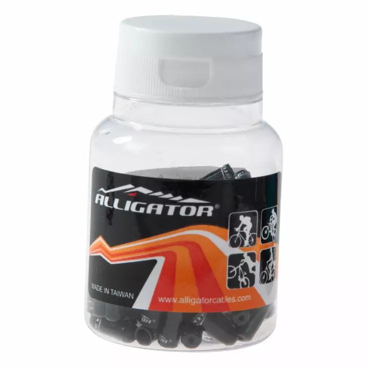 Aluminium Cable End Stop Alligator, 4,3mm sort, 100 stk - De andre dele til cykelkabler - 62597 - 1