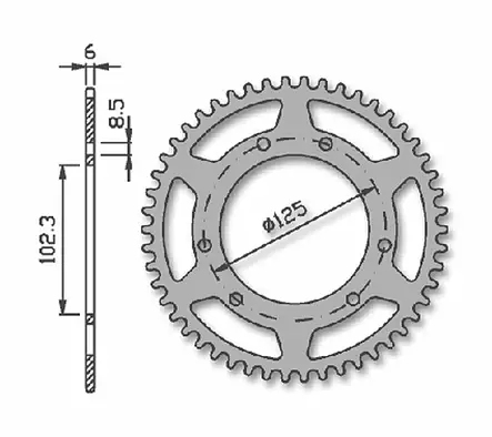 Forte Bagsidehjul 58 tænder (420), Ø105mm, Rød. Alu., Aprilia / Derbi / Drac / Rieju - Scooter Baghjul - 27-70477P - 1
